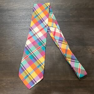 Polo Ralph Lauren 90's Multicolored Plaid Madras Patchwork Cotton Men's Tie